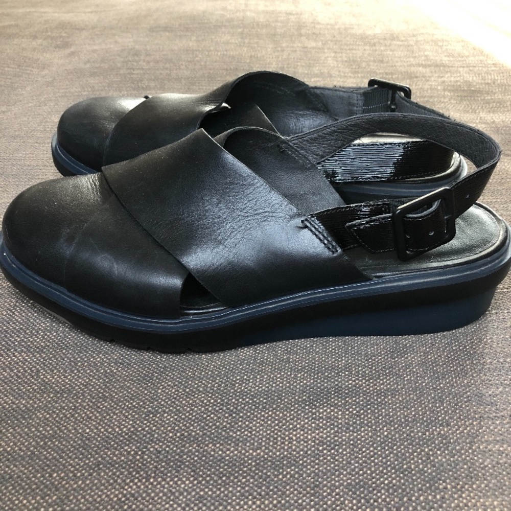 Camper crossed closed toe platform sandals